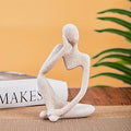 Bookshelf Decor Thinker Statue Home Office - Aesthetic Abstract Art Sculptures Coffee Table Figurine - Reading Minimalist Decorative Ornaments Objects for Coffee Table Desk Hutch Shelf Left