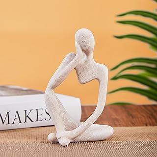 Bookshelf Decor Thinker Statue Home Office - Aesthetic Abstract Art Sculptures Coffee Table Figurine - Reading Minimalist Decorative Ornaments Objects for Coffee Table Desk Hutch Shelf Left