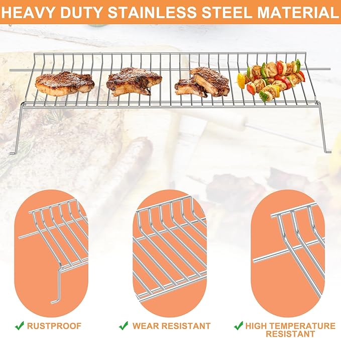 G467-0001-W1 Grill Warming Rack for Charbroil Advantage Replacement Parts 463344015 466344015, Swing Away Grid for Charbroil Upper Grate Charbroil Advantage 4 Burner Grill Rack Replacement