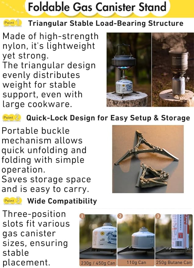 CAMPINGMOON XD-2F Canister Top Stove Portable Compact Foldable w/igniter w/Gas Fuel Can Stabilizer XD-2F/Z41