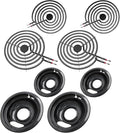 MP22YA Electric Stove Burner Element Replacement Set & W10290350 W10290353 4 Pack Black Drip Pans - Perfectly Fit Whirlpool Electric Range Stove Top