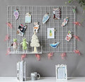 2 Pack Large Wall Grid Panels with Light and Clips, Photo Display Board, Picture Frame Collage Board, Wire Grid Wall Panel Room Decoration,White