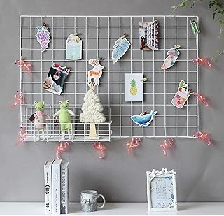 2 Pack Large Wall Grid Panels with Light and Clips, Photo Display Board, Picture Frame Collage Board, Wire Grid Wall Panel Room Decoration,White