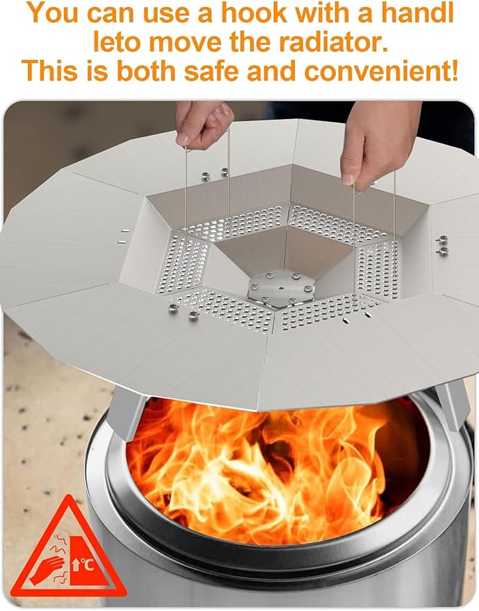 Heat Deflector for Solo Stove Bonfire, 19.5" Heat Deflector for Solo Stove Fire Pit, 304 Stainless Steel Heat Deflector with Handle for Bonfire Fire Pit, Detachable Camping Essential