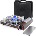 SHINESTAR 14000 BTU Butane Camping Stove, Portable Butane Stove with Brass Burner, One-Touch Piezo Ignition, Magnetic Safety Lock & Double Wind-Guard, Portable Gas Stove for Camping, RV, Emergencies
