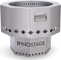 INNO STAGE Stainless Fire Pit with Portable Carrying Storage Bag, Patented Smoke- Firepit Bowl for Wood Pellet with Stand for Outdoor Campfire Flame or Bonfire BBQ on Patio Garden Backyard - M