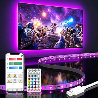 Bason TV LED Backlight for 55-65 inch TV, Bluetooth APP & Remote Control Strip Lights, Immersive Music Sync RGB USB Bias Lighting, Ambient TV Backlighting for Gaming, Movie & Home Theater Setup
