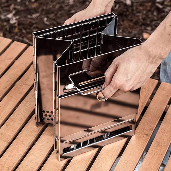Fire Pit with Removable Ash-Pan Smokeless Firepit 304 Stainless Steel Material - Outdoor Fire Pit Silver 7.6x10.6 Inches - Smokeless Firepit for Indoor Outdoor Patio Camping Backyard