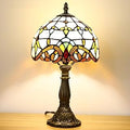 Tiffany Style Table Lamp, Baroque Style Stained Glass Lamp, 8 Inch Small Antique Lamp, for Bedside Nightstand Bedroom Living Room Home Office, Include LED Bulb