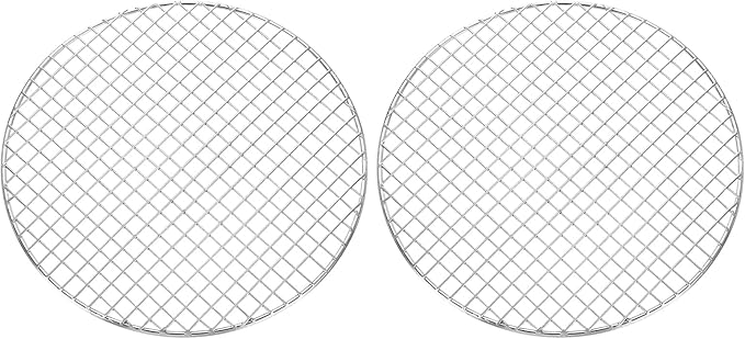 uxcell 2 Pcs Round Cooking Rack, Dia 9.4 Inch Stainless Steel Grill Grate Cross Wire Barbecue Grill for Cooking Baking Air Fryer Racks, Silver