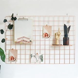 Wall Grid 2 Pack Wire Photo Grid Panels Metal Picture Rack Wall Organizer for Memo, Photo Display, 25.6" x17.7 Each Grid Panel