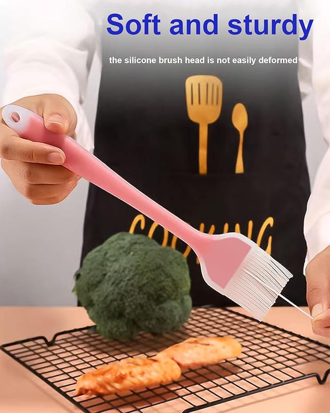 Pastry Brush Silicone Basting Brush for Cooking,2PCS 10+8 in Heat Resistant Food Brushes for Baking, Grilling, Cooking and Spreading Oil, Butter, BBQ Sauce, or Marinade (Red)