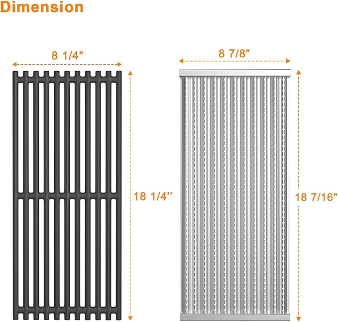 Outspark Cooking Grid Grates and Emitter Plates Replacement Parts for Charbroil Commercial TRU-Infrared Grills 463241013, 463243812, 463243911, 463246909,G515-4700-W1, G515-4800-W1 Cast Iron