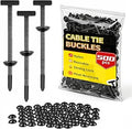 500 PCS Nylon Universal Cable Tie Buckle, Push Mount Cable Tie Fasteners for Automotive Bumper Clips & Wiring Harness, Heavy Duty UV Resistant Zip Tie Buckle Bulk Pack