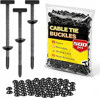 500 PCS Nylon Universal Cable Tie Buckle, Push Mount Cable Tie Fasteners for Automotive Bumper Clips & Wiring Harness, Heavy Duty UV Resistant Zip Tie Buckle Bulk Pack