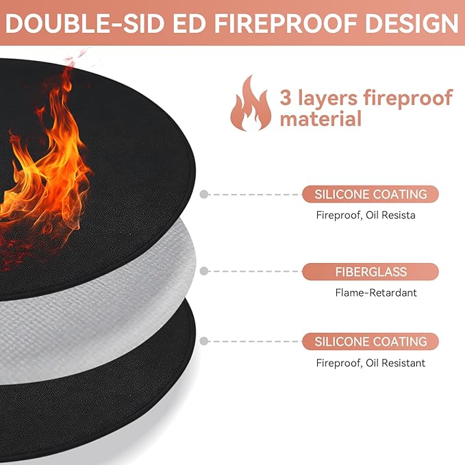 Solo Stove Bonfire 42" Fire Pit Mat, Double-Sided Fireproof Grill Mat Protector for Outdoor BBQ, Round Camping Stove BBQ Mat for Patio, Deck, Lawn & Ground Protection