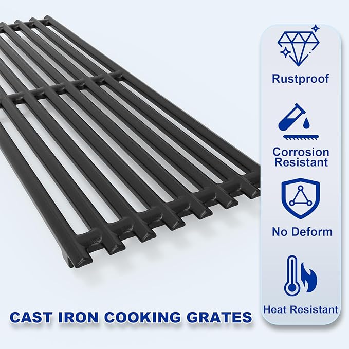 Outspark Grill Replacement Parts for Charbroil TRU-Infrared 2015 and Newer Commercial, Signature, Professional Series Gas Grills, Stainless Steel Emitter Plates and Cast Iron Cooking Grates, 17" x 6"