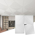 Art3d 12-Pack Drop Ceiling Tiles 2x2 FT, PVC 3D Textured Panels for Interior Wall Decor Living Room Bedroom Office, 24x24 Inch, White