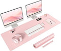 YSAGi Non-Slip Leather Desk Pad Long Size, Waterproof Laptop Computer Desk Keyboard Mat, Table Protector Blotter Mat, Large Mouse Pad for Office/Work/Home/Decor(Pink, 47" x 17")