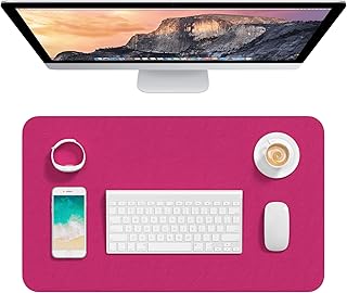 Hsurbtra Desk Pad, 23.6" x 13.8" PU Leather Desk Mat, M Extended Mouse Pad, Waterproof Desktop Blotter Protector, Non-Slip Ultra Thin Small Laptop Keyboard Writing Mat for Office Home, Bright Rose