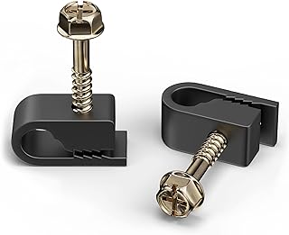 THE CIMPLE CO Single Cable Clips with Screws - 1/4 Inch Coaxial Cable Clamps Outdoor - Exterior Cord Management for Coax, CAT Ethernet, Electrical Wire - Screw Clamps for Wires - 10 PCS, Black