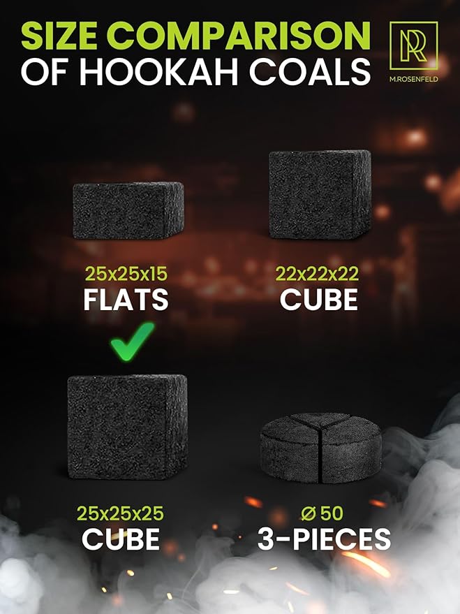 600 pcs Hookah Charcoal Hookah Coals for Hookah Coconut 25mm Cubes – XXXL Pack 600 pcs & 9 KG (19.8 lbs) – Premium Quality 25mm (1x1x1 in) – 100% Natural Coconut Charcoal Hooka Cubes – NOT Quick Ligh