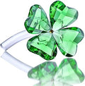 HDCRYSTALGIFTS 4'' Crystal Flower Dreams Four Leaf Clover Figurine Collectibles Green Crystal Glass Statue Ornament Lucky for Mom Women Car Table Shelf Decorations,Green