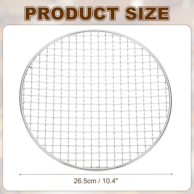 uxcell Stainless Steel Cooling Racks,10.4 Inch Round BBQ Grill Net Steaming Rack, Oven & Dishwasher Safe, for Baking Grilling Roasting Silver