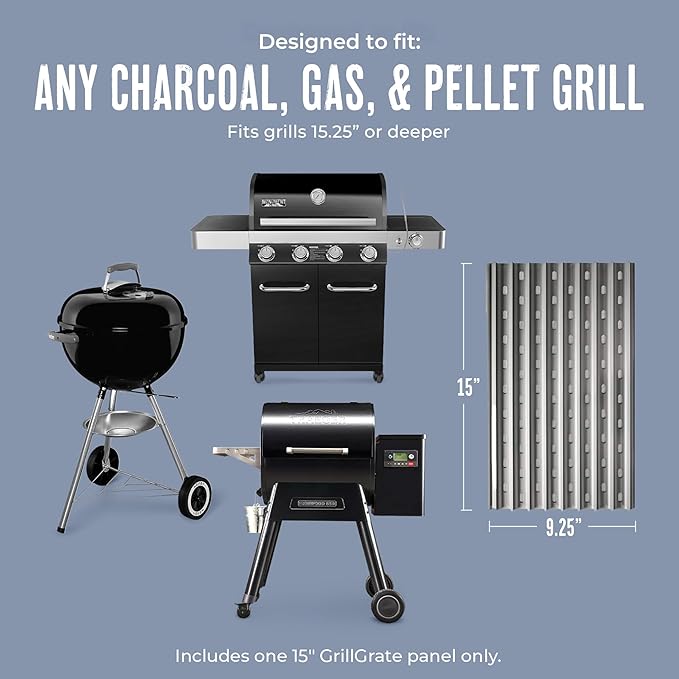 GrillGrate Flavor Zone | Universal Grill Accessory for Gas Grills, Pellet Grills, or Charcoal Grills | Hard Anodized Aluminum | 15 for Any Grill
