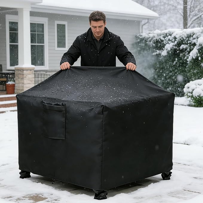 Chinchilla Heavy Duty 30 Inch Square Fire Pit Cover - 100% Waterproof & Weatherproof, Durable All-Season Protection for 28/29/30 Inch Propane Fire Pits and Tables