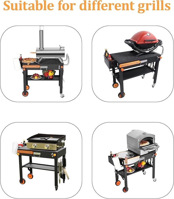 Grill Table For Blackstone Griddle 22 and 17 Inch, Grill Carts Outdoor With Wheels, Heavy-Duty Grill Stand, Foldable Quickly Blackstone Stand Suitable for Travel/Camping And Outdoor Meals