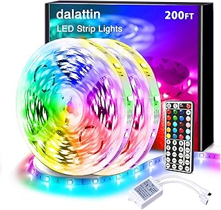 dalattin LED Strip Lights 200ft Lights Strip for Bedroom, Desk, Indoor Room Bedroom Brithday Gifts Decor with 44 Keys Remote and 24V Power Supply Color Changing Lights,2 Rolls of 100ft