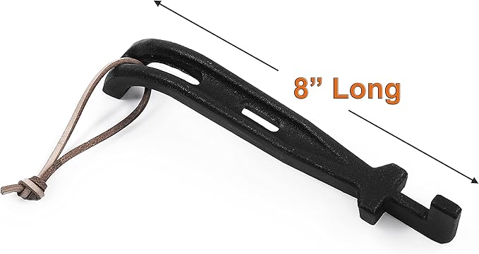 DELSbbq 2 Pack Grill Grate Lifter, Cast Iron Cooking Grid Lifter, Barbecue Universal Grate Lifter Tool for Most Charcoal Grills and Gas Grills, Grate Hook, Grate Handle