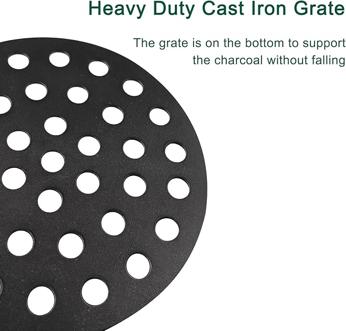 9" Round Cast Iron Fire Grate,BBQ High Heat Charcoal Plate for Large Big Green Egg Fire Grate,Bottom Grate Grill Parts Charcoal Grate Replacement Big Green Egg Accessories