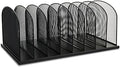 Safco Onyx Desk Organizer, 8 Side by Side Vertical Compartments, Office and Classroom Mailbox, Paper and Mail Sorter, Steel Mesh, Black