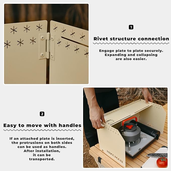 HIKEAMN Camping Stove Windscreen - Outdoor Folding Gas Stove Windshield,Camping Wind Blocker with a Storage Bag for Camping,Hiking,Picnic,Cooking (Army Green)
