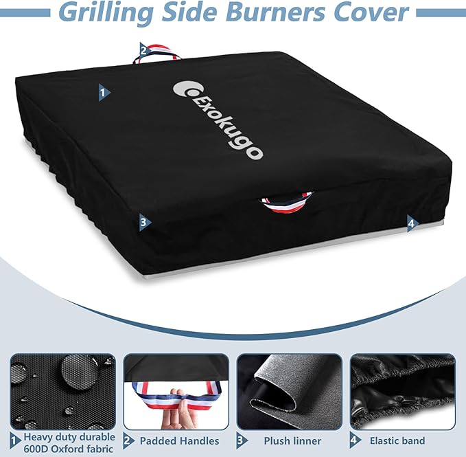Burner Covers for Blaze Single Side Built-in Natural Gas Griddle,Heavy-Duty Waterproof Burner Cover with Plush Lining, 20''L x 12''W x 4''H, Black