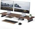 Fenge Dual Monitor Stand Riser, 42.5 Inch Desk Top Shelf for 2 Monitors, Computer Stands for Desk, Wood & Steel Desktop Riser for Laptop, PC, Printer
