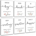 Inspirational Wall Art for Bedroom, Motivational Office Wall Art Decor, Framed Canvas Wall Art for Women, Girls, Positive Affirmations Quotes Prints, Set of 6PCS, 8"x10", FRAMED