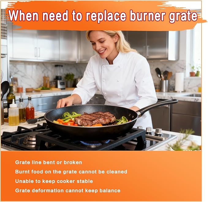 W11380124 Stove Grate Replacement Parts for Whirlpool KitchenAid Gas Range Parts Dual Fuel Range Cooking Grate 11"x 10.8" KFDC558JSS00 KCGC506JSS Stove Oven Cast Iron Cooktop Grate (4 Pack)