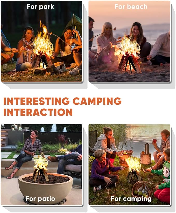 Mocomax Vertical Fire Pit Grate, Metal Portable Fire Place Log Grate, 9 Inch Firepit Top Section for Indoor, Outdoor Use, Low Smoke, High Heat