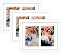 Golden State Art, 8x10 Picture Frame Set of 3, White, Display Two 4x6 Pictures with Mat or 8x10 Without Mat, Multi Photo Frames Collage for Wall or Tabletop Display