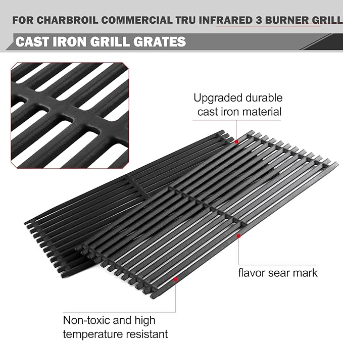 463242516 Grates Replacement for Charbroil Tru Infrared 3 Burner Grill Parts Commercial 463242515 Grill Grates Signature 463367016 463342620 463243016 Cooking Grates G466-0025-W1A G474-0017-W1 17 Inch