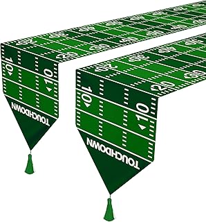 Wehhbtye 2 Pack Football Kitchen Table Runner - 12 x71 American Football Court with Tassels - Dresser Scarves for Dining Room Home Decor