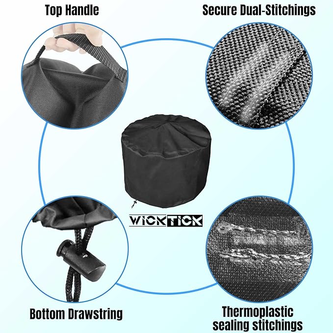 WICKTICK 28 Inch Round Fire Pit Cover for Solo Stove Yukon 2.0, 600D Heavy Duty Waterproof Firepit Accessories for Outdoor Camping, All-Weather Resistant