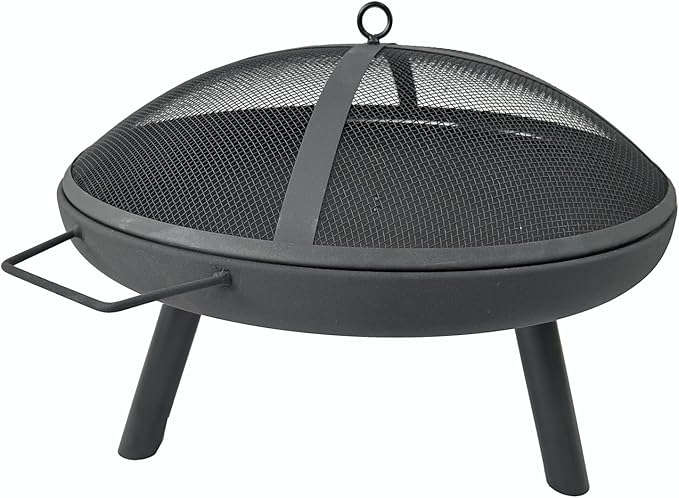 23inch Portable Fire Pit with Fire Poker and Spark Screen, 2 in 1 Small Round Outdoor Fireplace for Outside Heating, Bonfire Party, Camping, Backyard, Patio, Garden, RV Trip