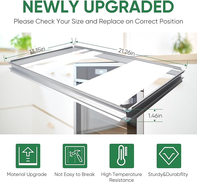 WB56X22160 Range Oven Inner Door Glass Compatible with GE, Hotpoint, Kenmore Range - Replaces WB55T10154, WB56T10152, WB56X26391, AP5949162, 3283296 - Heat-Resistant Tempered Glass Replacement Part