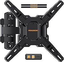 Perlegear Full Motion TV Mount for Most 26–65 inch Flat or Curved TVs up to 82 lbs, Wall Mount TV Bracket with Articulating Arms, Tool-Free Tilt, Swivel, Extension, Max VESA 400x400mm, PGMF3