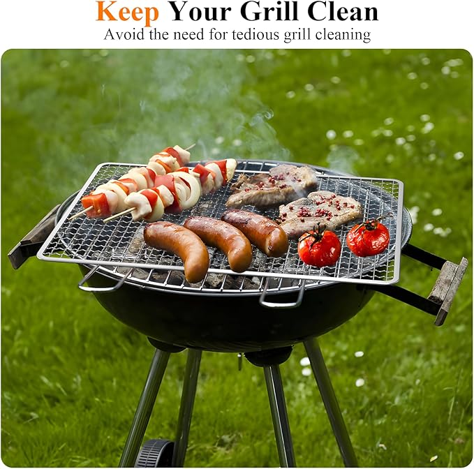 Grill Topper - Grill BBQ Disposable Grill Grates, 10 Pack Grill Mesh for Outdoor Grill Disposable Grill Topper Prevent Food from Falling Through Grill Grates - 14.5x10.6 Inch