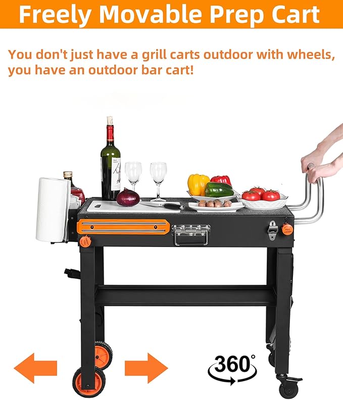 Grill Table For Blackstone Griddle 22 and 17 Inch, Grill Carts Outdoor With Wheels, Heavy-Duty Grill Stand, Foldable Quickly Blackstone Stand Suitable for Travel/Camping And Outdoor Meals